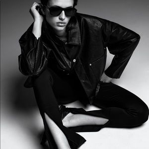 Zara Black Front Slit Pants